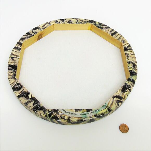 12" Round Canvas RED BELL PEPPERS & SAGE WALL ART Organic Food Kitchen Hanging! - Picture 3 of 5